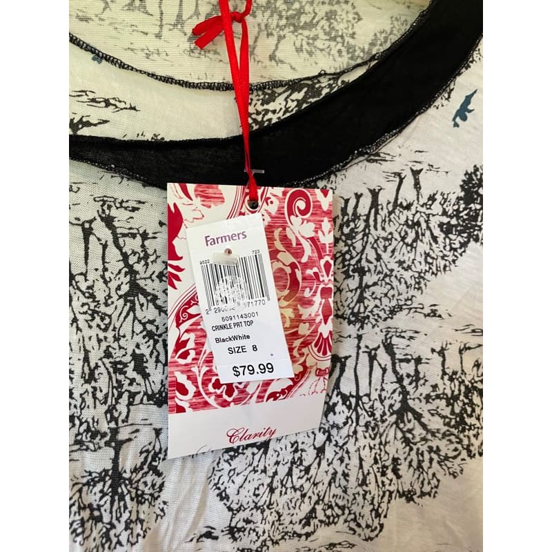 Clarity woodlands print top – size 8 | rrp $79.99 - blouses clothing & fashion - long sleeve - tee - top women’s apparel
