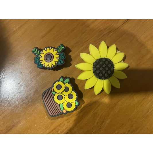 3x sunflower shoe charms - shoe accessories clogs - shoe accessories - shoe charms fashion accessories