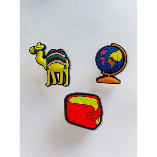 3x mixed travel shoe charms for clogs - shoe accessories clogs - shoe accessories - shoe charms fashion accessories