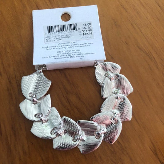 Colette hayman bracelet – brand new – multiple styles - silver socialite metal scale statement bracelet - bracelets
