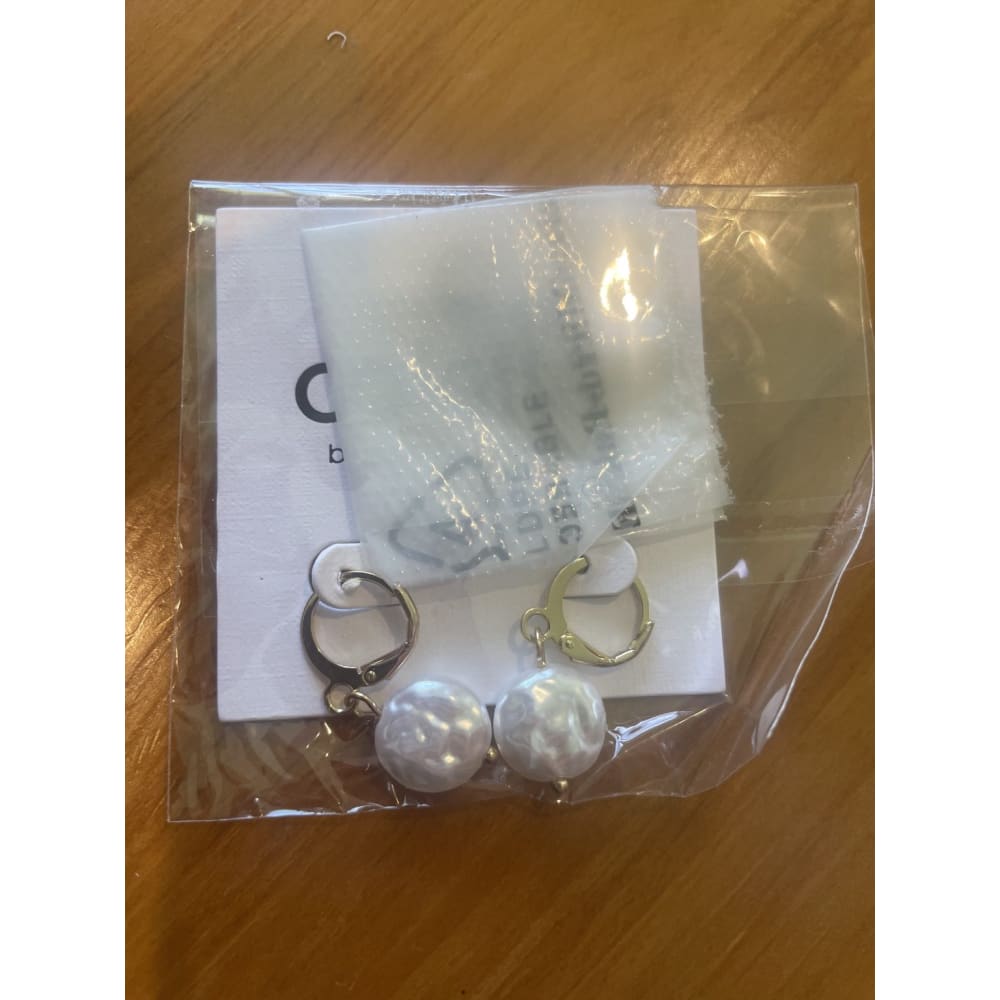 Colette hayman earrings - hoop with organic pearl - earrings earrings - jewelry fashion accessories