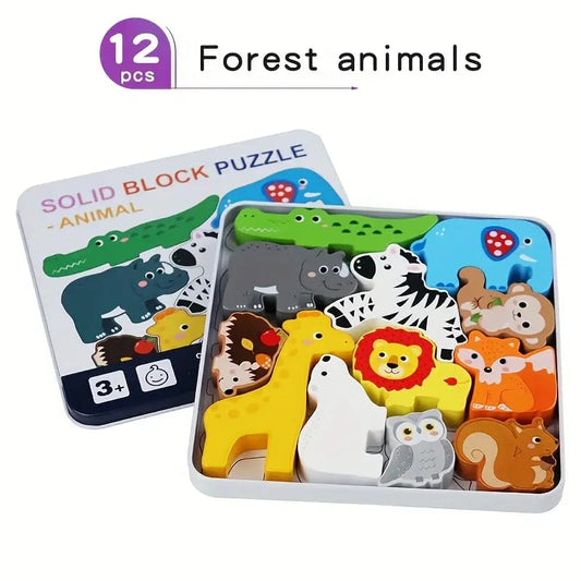 3d wooden block set - forest animals - wooden blocks toys