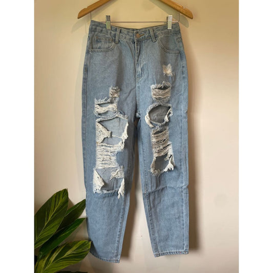 Shein distressed denim jeans small/8 - pants bottom - clothing & fashion - jeans - pants women’s apparel