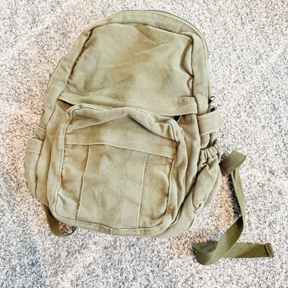 Compact khaki canvas backpack - backpacks home&living materials