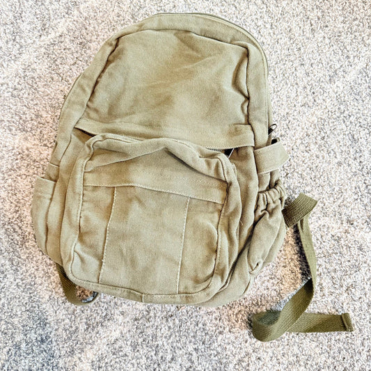 Compact khaki canvas backpack - backpacks home&living materials
