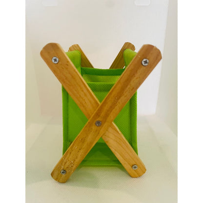 Tiny compact foldable wooden-cloth organizer – brand new – handy storage with multiple options - household storage bags