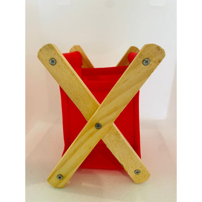 Tiny compact foldable wooden-cloth organizer – brand new – handy storage with multiple options - household storage bags