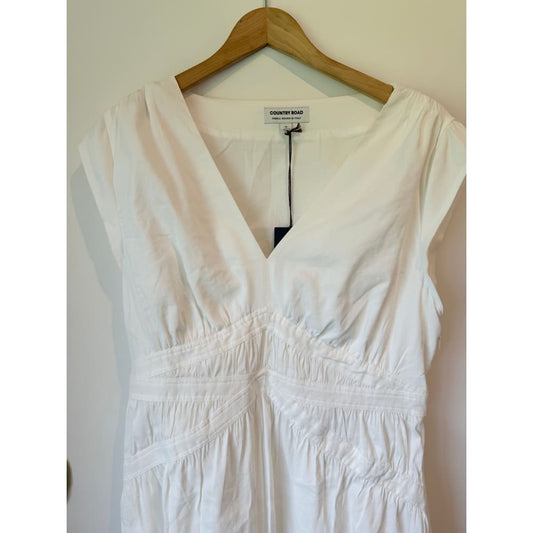 Country road size 16 white v-neck linen blend dress rrp $499.99 - dresses top women’s apparel