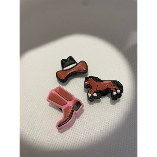 3x cowboy themed shoe charms for clogs - shoe accessories clogs - shoe accessories - shoe charms fashion accessories