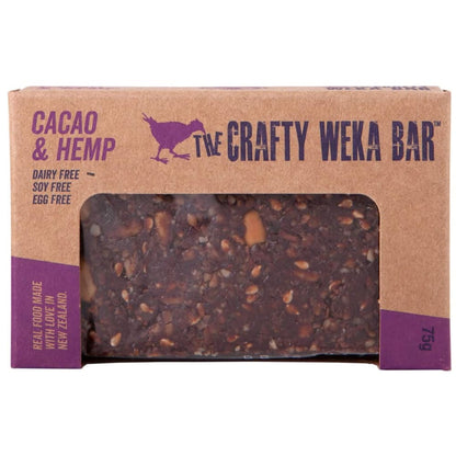 12x the crafty weka bar cacao & hemp 75g - cereal bars health and wellness