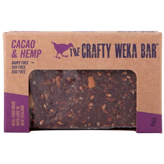 12x the crafty weka bar cacao & hemp 75g - cereal bars health and wellness