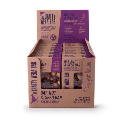 12x the crafty weka bar cacao & hemp 75g - cereal bars health and wellness