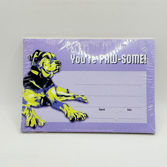 Creative classrooms 30 pack award certificate pack certificates for recognition & achievement - ’you’re paw-some! ’