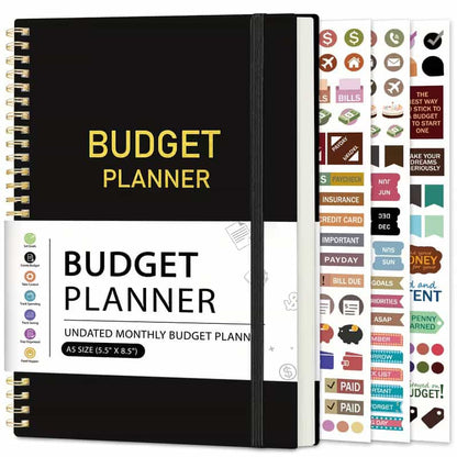 Monthly Financial Organizer & Expense Tracking Planner Notebook (Black)