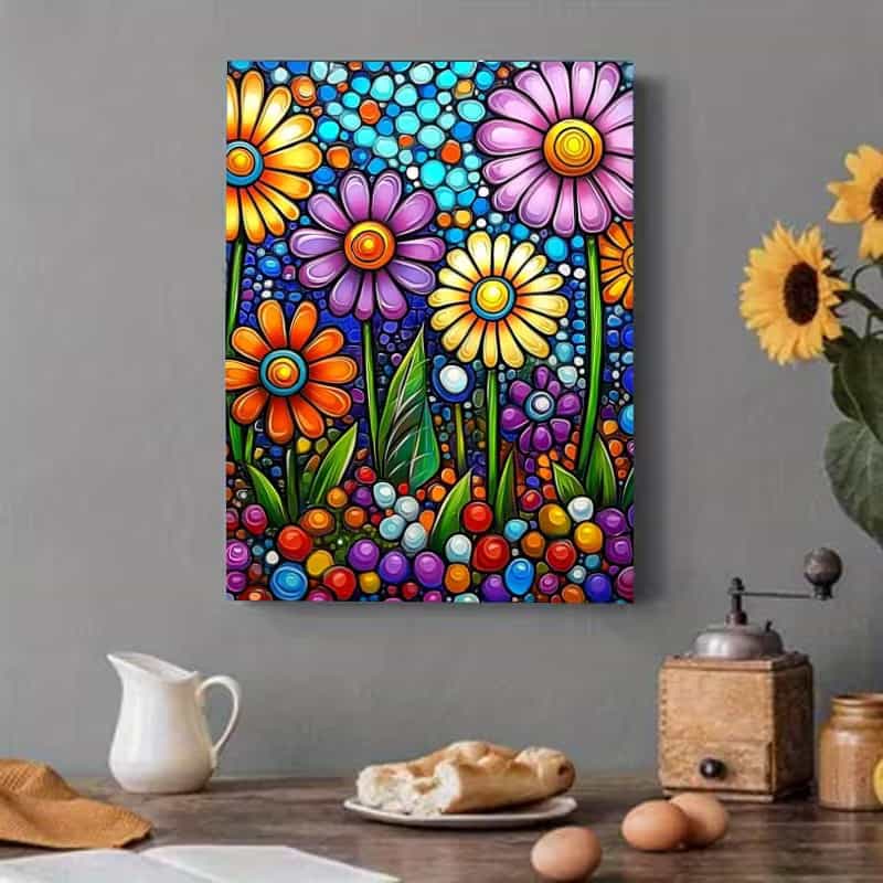 5D Diamond Painting Kit – Vibrant Floral Wall Art 30x40cm (11.8 × 15.8 in)