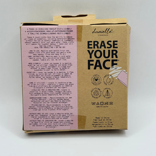 Danielle creations erase your face reusable makeup removing cloths (4 pack) - makeup removers health and wellness
