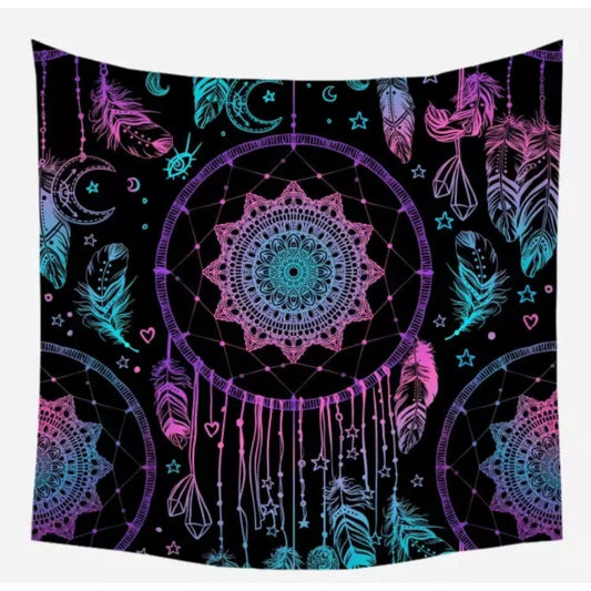 Kr magic neon dream catcher tapestry - decorative tapestries home&living materials