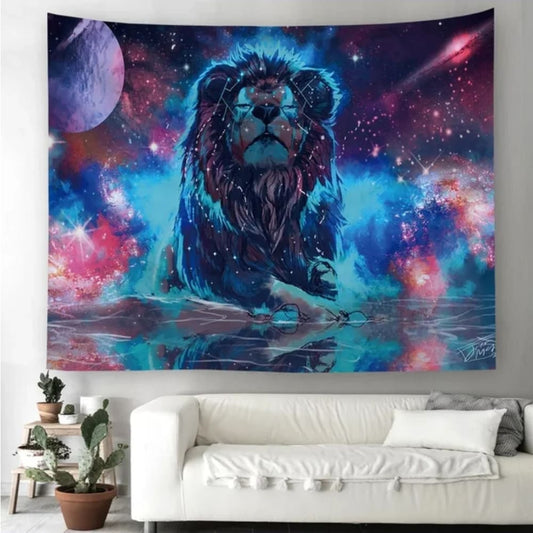 Kr magic galaxy lion tapestry - decorative tapestries home&living materials