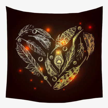 Kr magic feather heart tapestry - decorative tapestries home&living materials