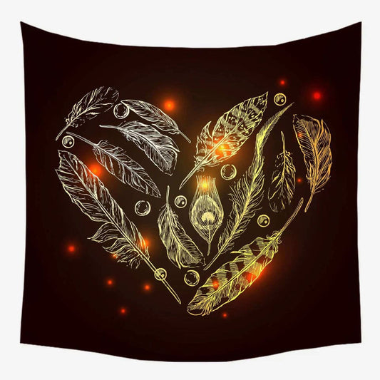 Kr magic feather heart tapestry - decorative tapestries home&living materials