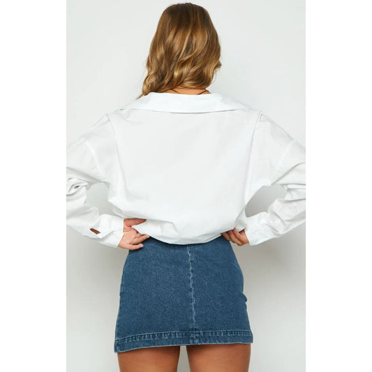 Beginning boutique size 8 elouise buckle denim mini skirt - skirts top women’s apparel