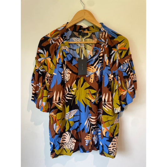 Zafina size 10 tropical print top - clothing tops blouse - clothing & fashion - designer clearance - top women’s apparel