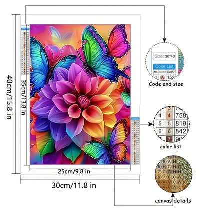 30x40cm diamond art kit – vibrant flower & butterfly designs – brand new - drawing & painting kits crafts
