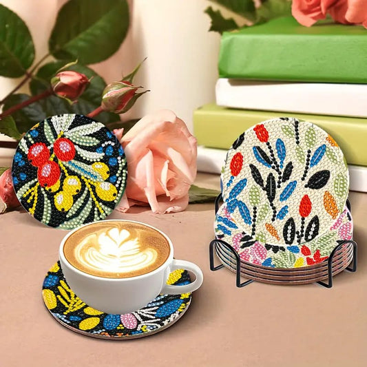 Floral diamond art coaster kit - mosaic kits crafts