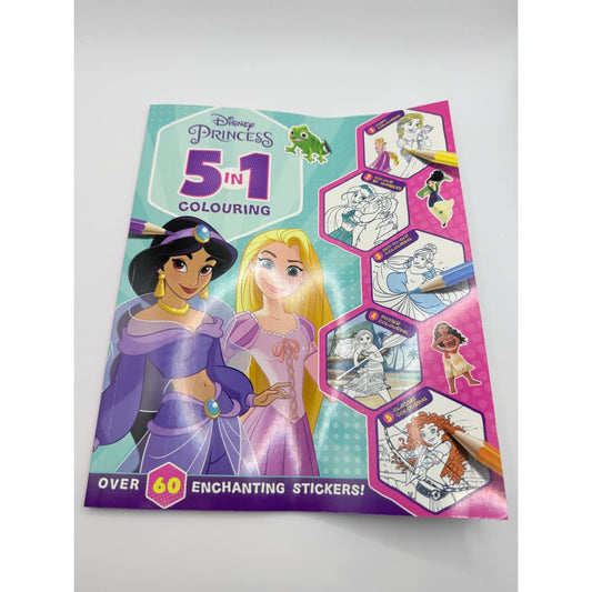 Disney princess: 5-in-1 colouring | stickers coloring and activities books for kids by parragon - print books printed