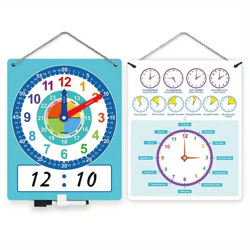 Double sided dry erase teaching clock - dry-erase boards stationery