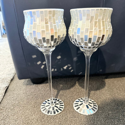Elegant mosaic glass candle holders - candle holders home&living materials