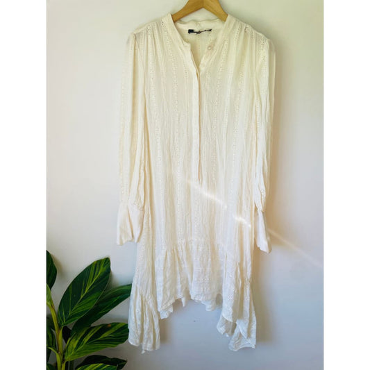 Embroidered White Bohemian Midi Dress
