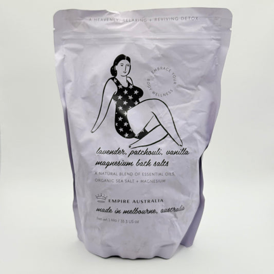 Empire australia lavender patchouli vanilla & magnesium bath salts (1 kg) - bath additives health and wellness
