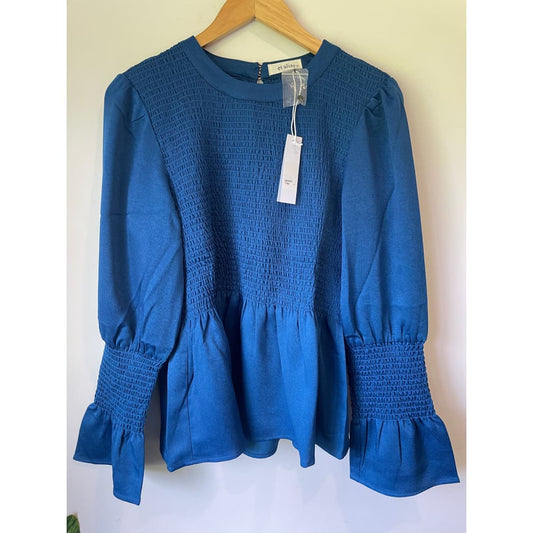 Et alia tops - brand new small & medium sizes - bowden top in petrol blue / medium - blouses blouse - clothing &