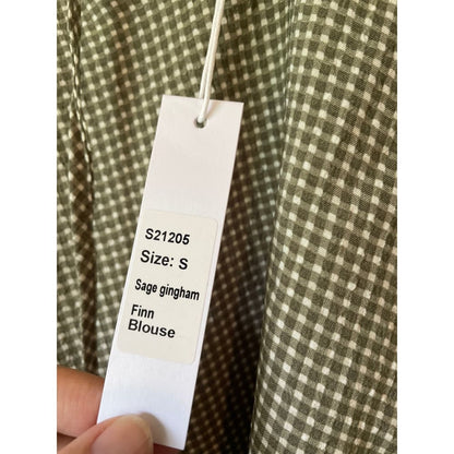 Et alia finn blouse – sage gingham brand new - blouses blouse - clothing & fashion - designer clearance women’s apparel