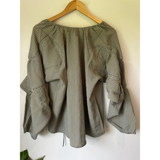 Et alia finn blouse – sage gingham brand new - blouses blouse - clothing & fashion - designer clearance women’s apparel