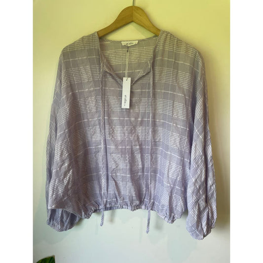 Et alia size m riley top – lilac plaid - blouses blouse - clothing & fashion - designer clearance - top women’s apparel