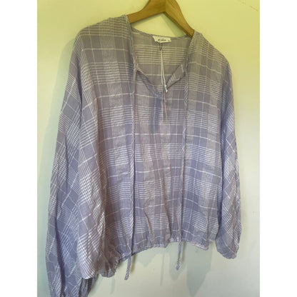 Et alia size m riley top – lilac plaid - blouses blouse - clothing & fashion - designer clearance - top women’s apparel