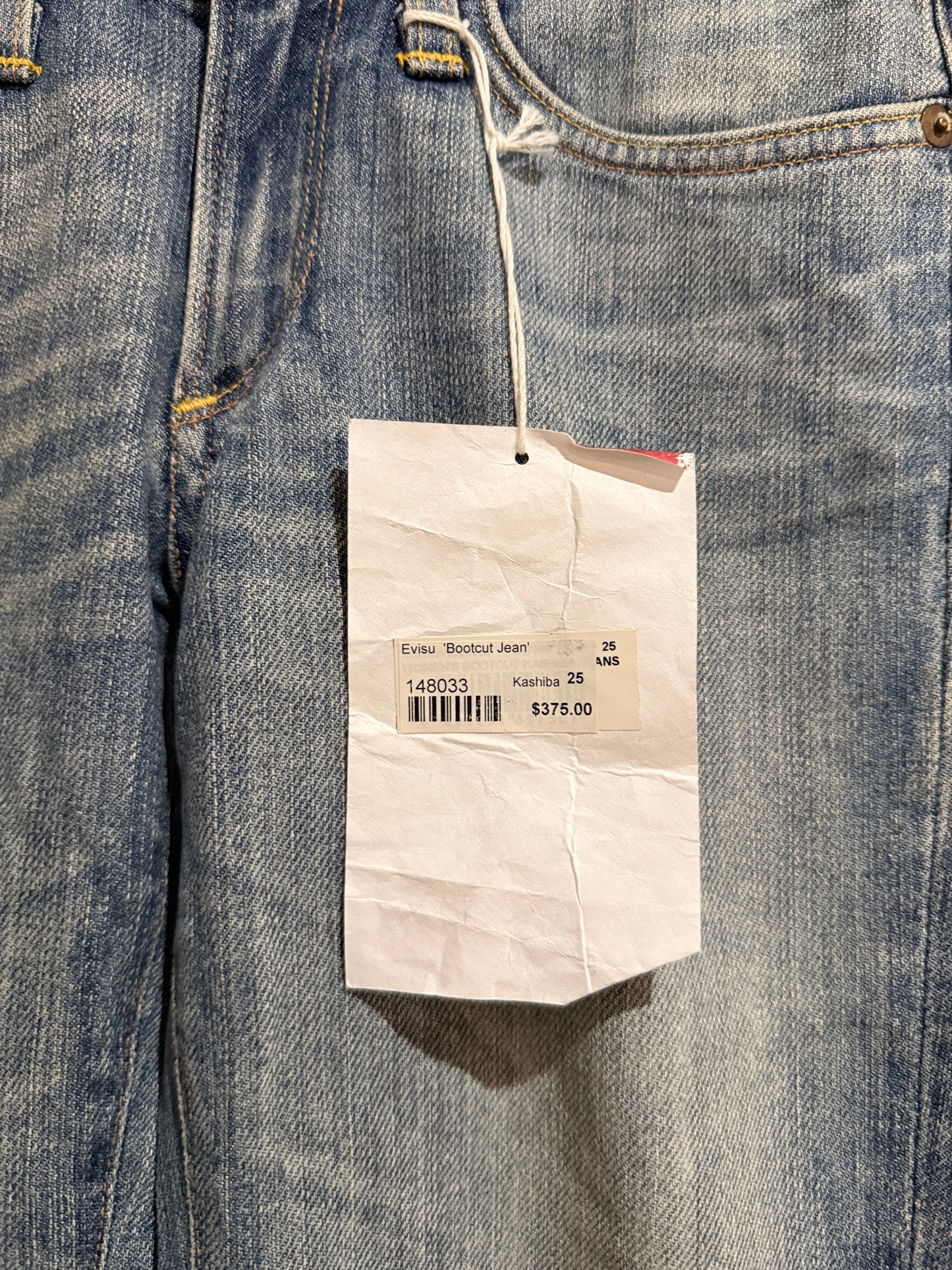 Evisu Kashiba bootcut jeans size 25 retail tag