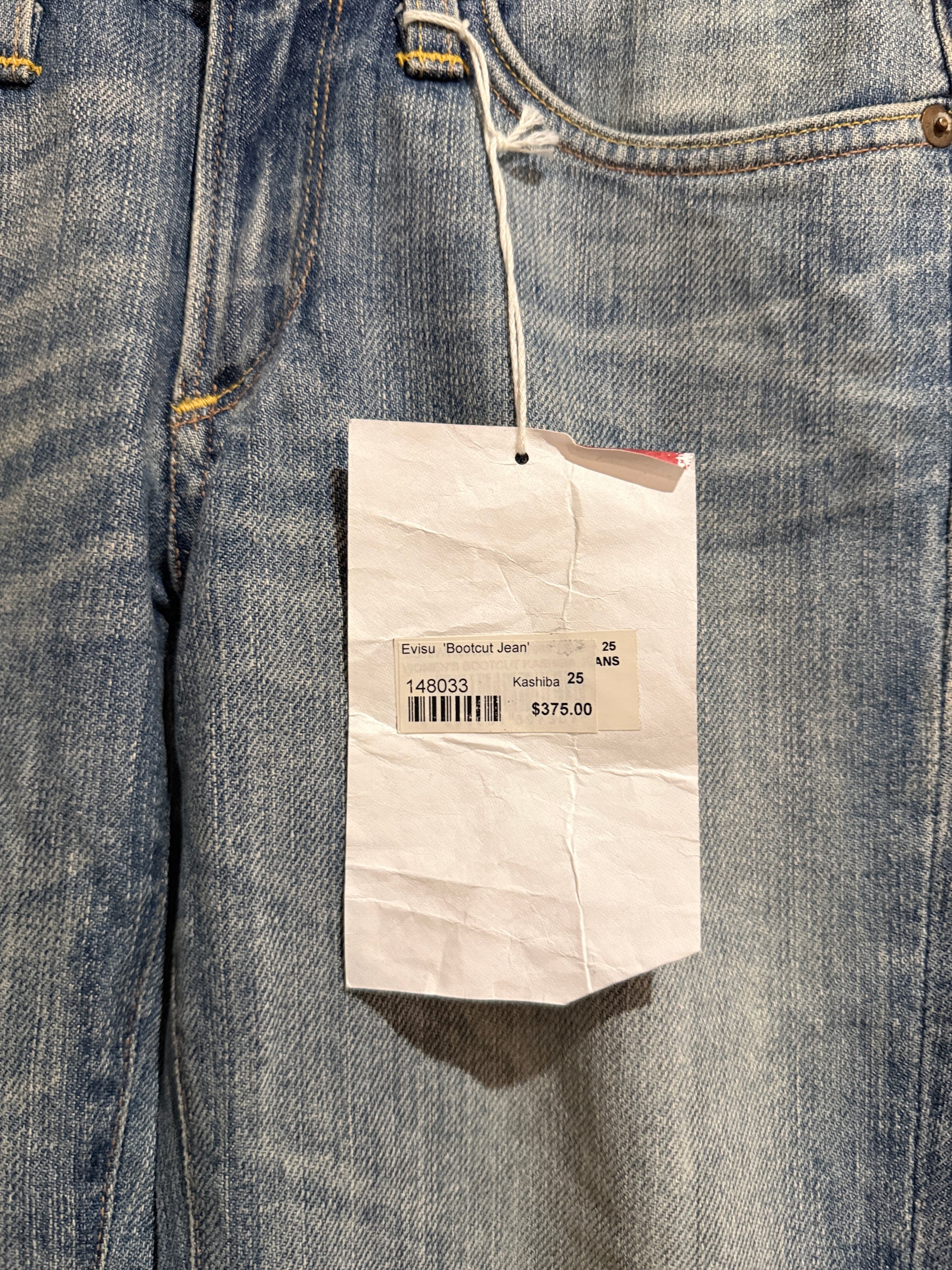 Evisu Kashiba bootcut jeans size 25 retail tag