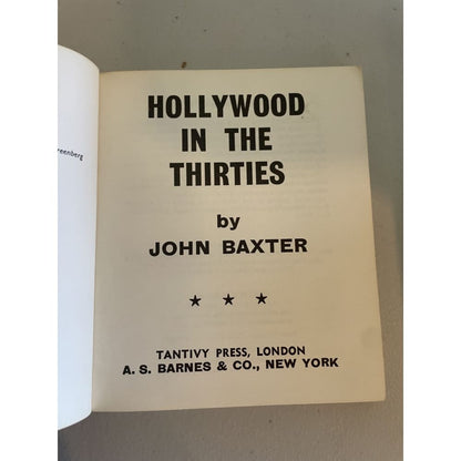 Hollywood in the thirties - john baxter - print books art - book - condition: used - cultural - music printed media