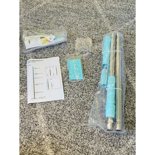 Pet hair remover with telescopic pole - blue/silver - lint rollers home&living materials