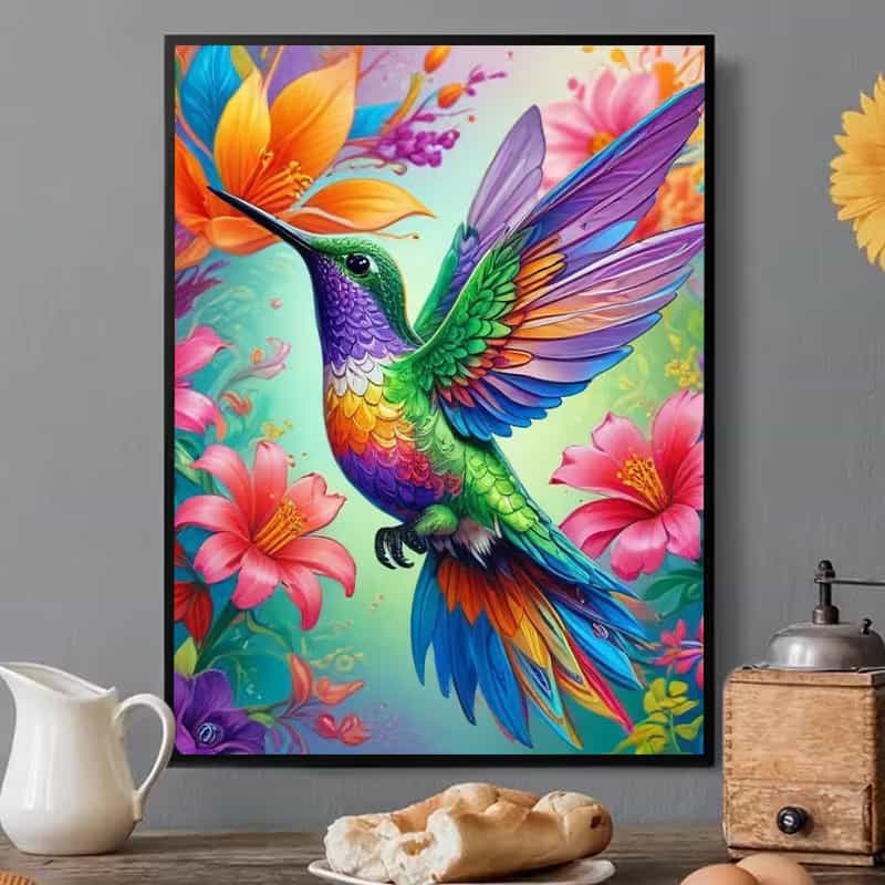 Hummingbird Floral 5D Diamond Painting Kit 30x40cm