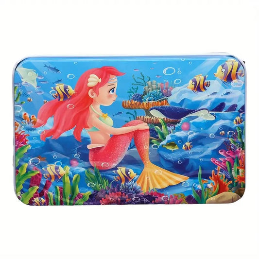 60 pc mermaid puzzle & tin - puzzles toys