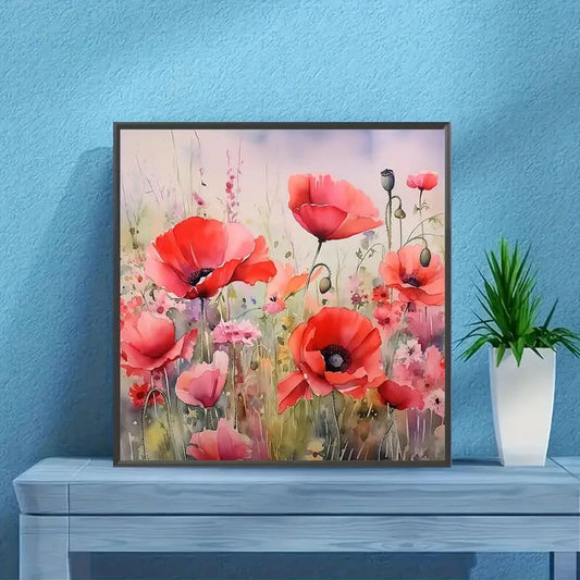 30x30cm diamond art kit – poppy & spring blossom designs – brand new - drawing & painting kits crafts