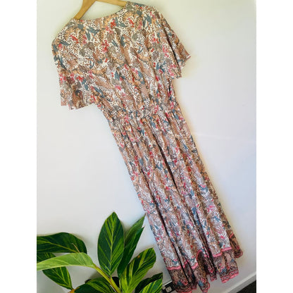 BRAND UNKNOWN Size 10 Floral Leopard Rayon Maxi Dress