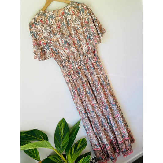 BRAND UNKNOWN Size 10 Floral Leopard Rayon Maxi Dress