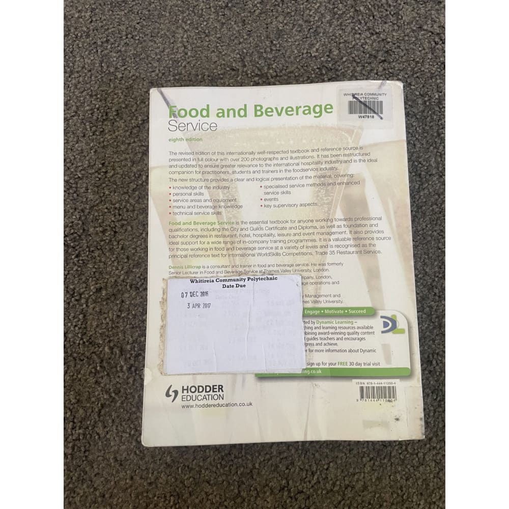 Food and beverage service: eighth edition - print books book - food & beverage printed media