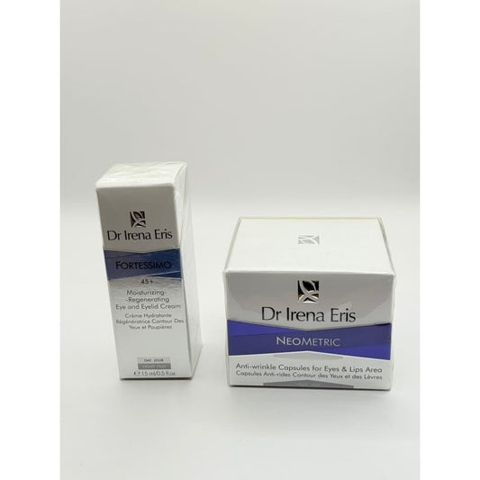 Dr irena eris skincare set – fortessimo eye cream 15ml & neometric anti-wrinkle capsules - skin care health and wellness
