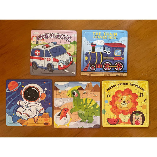 4x mini 12pc puzzles – animal & vehicle themes – fun & educational gift set - vehicles - puzzles toys